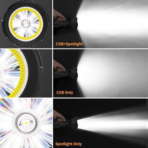 BUYSIGHT 2 في 1 أضواء كاشفة وكشافات قابلة لإعادة الشحن، Ture 1500LM 600 ياردة كشاف محمول مقاوم للماء، USB-C ضوء صيد قابل لإعادة الشحن مع فلتر أحمر (مجموعة سوداء) in Kuwait