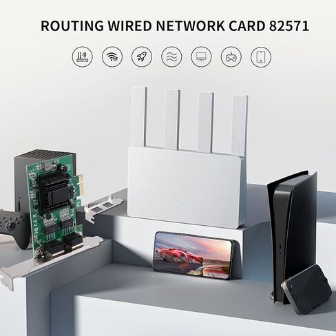 بطاقة شبكة جيجابت PCIe بمنفذين 1000 متر محول إيثرنت PCI Express ثنائي المنافذ مع بطاقة 82571EB LAN NIC لـ in Kuwait