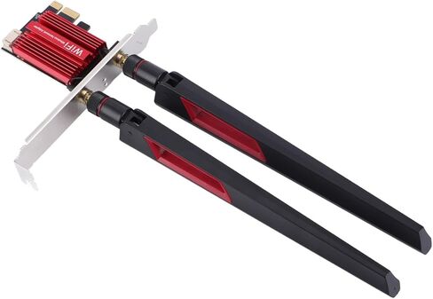 بطاقة Yosoo Health Gear PCIe WiFi، نطاق مزدوج 1200 ميجابت في الثانية 2.4G/5G، BT 4.0، مع هوائيات 2X 10dBi، لـ 7/8/10/11، محول شبكة لاسلكي عالي الكسب لسطح المكتب. in Kuwait