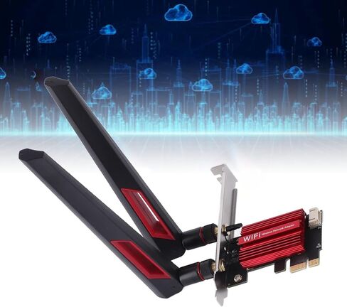 بطاقة Yosoo Health Gear PCIe WiFi، نطاق مزدوج 1200 ميجابت في الثانية 2.4G/5G، BT 4.0، مع هوائيات 2X 10dBi، لـ 7/8/10/11، محول شبكة لاسلكي عالي الكسب لسطح المكتب. in Kuwait