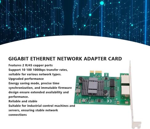 CUIFATI Gigabit Ethernet Network Adapter Card, 2 Port RJ45 PCI Express Network Card with Power Saving Mode and IP Offloading, for Server Desktop Industrial Control Machines in Kuwait