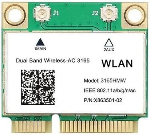 بطاقة Wi-Fi Legacy Mini-PCIe لـ Intel 3165 | بطاقة شبكة PCIe نصف صغيرة | 433 ميجابت في الثانية مع دعم بلوتوث 4.0 | قطعة استبدال HMC WLAN 3165.HMWG Wi-Fi Card 3165HMW in Kuwait