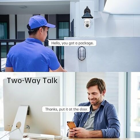 Light Bulb Security Camera -5G& 2.4GHz WiFi 2K Security Cameras Wireless Outdoor Motion Detection and Alarm,Two-Way Talk,Color Night Vision,Human Detection, Bulb Camera Compatible with Alexa in Kuwait
