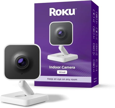 Roku Indoor Camera SE - Home Security - 1-Pack - Wired Security Camera & Pet Monitor with 1080p HD Color Night Vision, Compatible with Alexa & Google, Motion & Sound Detection (Renewed) in Kuwait