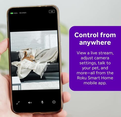 Roku Indoor Camera SE - Home Security - 1-Pack - Wired Security Camera & Pet Monitor with 1080p HD Color Night Vision, Compatible with Alexa & Google, Motion & Sound Detection (Renewed) in Kuwait