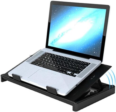 Operitacx USB Laptop Cooling Fans Cooler Stand with Anti-Skid Base Multi-Angle Adjustable Laptop Cooler for Gaming and Office Use Black in Kuwait