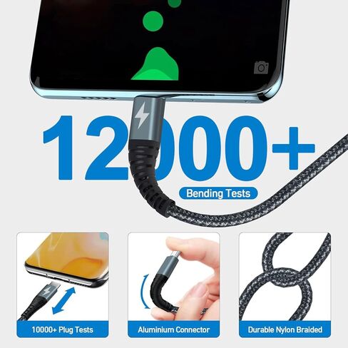 3 Pack USB C to USB C Cable，60w 4FT Type C to Type C Cable，Charger Cord Fast Charging for iPhone 16 15 Pro Plus Pro Max in Kuwait