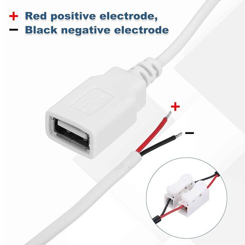 MECCANIXITY 6Pcs USB Plug Pigtail, 0.3 M/1 FT Female Short Power Cable 22AWG 5V 3A USB-C Plug with 2-Position Wire Connector for USB Type A Equipment Installed or Replacement Repair DIY, White in Kuwait