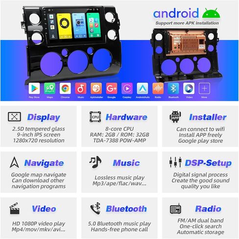 for Toyota FJ Cruiser 2006-2020 Radio Compatible with Wireless Carplay Android Auto,Car Stereo Bluetooth Navigation GPS WIFI FM AM Multimedia Player Backup Camera TouchScreen 8-Core Head Unit in Kuwait