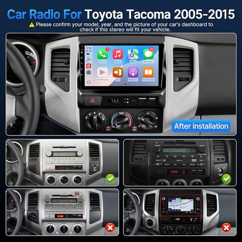 ستيريو راديو السيارة 9 بوصات لسيارة Toyota Tacoma 2005-2015 مع شاشة Carplay Android Auto Mirrorlink، شاشة لمس Linux سريعة التشغيل، وحدة رأس Bluetooth/FM/SWC + كاميرا احتياطية in Kuwait