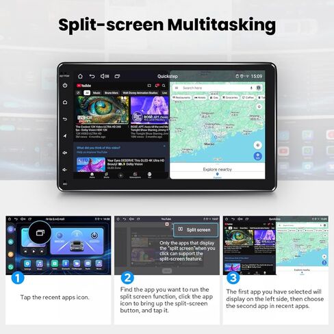 JOYING Double Din راديو السيارة 9 بوصة تعمل باللمس سيارة ستيريو Android 13 وحدة رئيسية 4 جيجابايت + 64 جيجابايت مع Android Auto/Carplay/مرآة Link/Bluetooth/AM/FM راديو (JY-UT139N4) in Kuwait