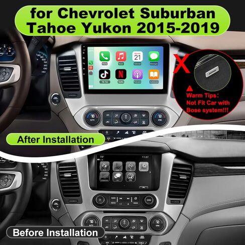 راديو سيارة 10.1 بوصة لسيارة Chevy Suburban Tahoe 2015-2019 (2 جيجابايت + 64 جيجابايت)، ستيريو Android 15 مع CarPlay اللاسلكي Android Auto FM AM BT GPS SWC (ترقية غير Bose) in Kuwait