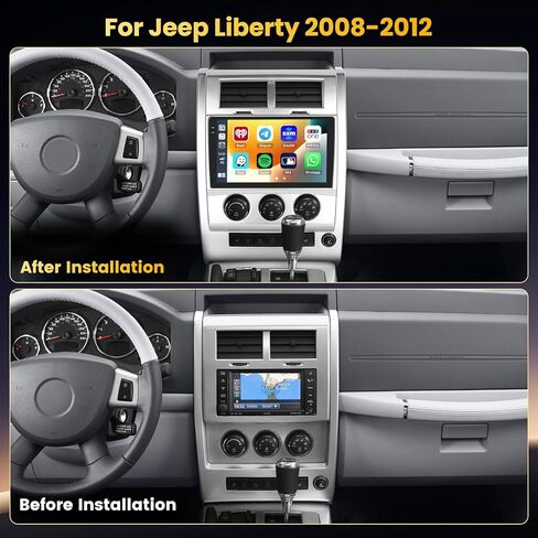 4+128GB Android 15 Car Stereo for Jeep Liberty 2008-2012 Wireless Carplay Android Auto, 10.1 Inch Incell Touch Screen Car Stereo with GPS, Backup Camera, Bluetooth, FM/RDS, EQ, WiFi, SWC in Kuwait