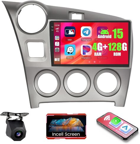 راديو سيارة 4+128 جيجابايت Android 15 لسيارة Toyota Matrix 2009-2014 Pontiac Vibe 2009 2010 Wireless Carplay Android Auto، 9 بوصة 1280 * 720 بكسل داخل الخلية شاشة ستيريو للسيارة واي فاي بلوتوث GPS EQ كاميرا احتياطية in Kuwait