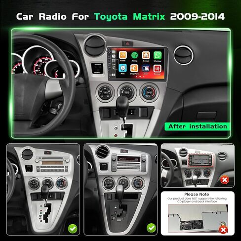 راديو سيارة 4+128 جيجابايت Android 15 لسيارة Toyota Matrix 2009-2014 Pontiac Vibe 2009 2010 Wireless Carplay Android Auto، 9 بوصة 1280 * 720 بكسل داخل الخلية شاشة ستيريو للسيارة واي فاي بلوتوث GPS EQ كاميرا احتياطية in Kuwait