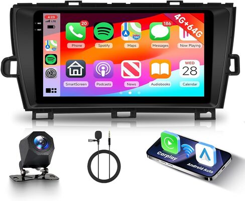 Hodozzy 4G+64G ستيريو سيارة لتويوتا بريوس 2010-2015، أندرويد 9 بوصة IPS شاشة تعمل باللمس مع Carplay اللاسلكي وAndroid Auto، GPS، Double Din، Bluetooth DSP، WiFi، FM RDS، كاميرا in Kuwait