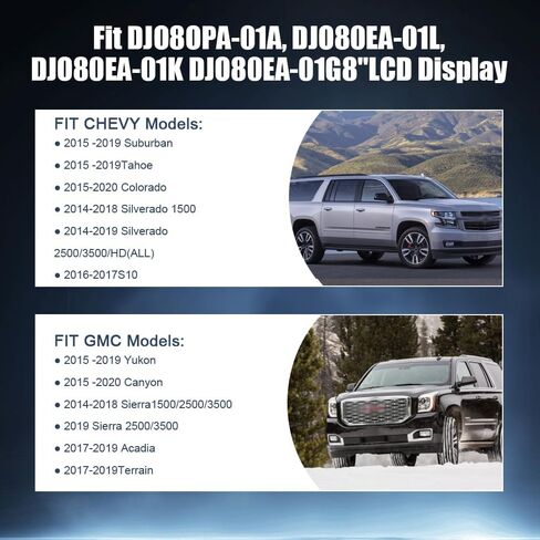 استبدال محول الأرقام بشاشة تعمل باللمس LCD لـ 2014-2018 Chevy Silverado Tahoe Chevy Colorado OEM Navigation - متوافق مع جزء OEM DJ080PA-01A، يناسب GMC Sierra Yukon Acadia Canyon Terrain in Kuwait