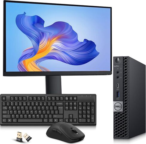 كمبيوتر مكتبي صغير طراز OptiPLex 5060 من Dell - Intel Core i5-8500T - ذاكرة وصول عشوائي DDR4 سعة 16 جيجابايت - محرك أقراص SSD سعة 512 جيجابايت - شاشة جديدة مقاس 24 بوصة - لوحة مفاتيح وماوس لاسلكيان - شبكة Wi-Fi مدمجة - كمبيوتر شخصي صغير للأعمال - Window 1 in Kuwait