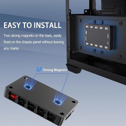 PC Fan Controller 10-Port ARGB Fan Hub, 5V/3PIN RGB PWM Fan Hub with Remote Control Corsair Fan Controller,Chassis Key Control & SATA Power for Case Cooling and Addressable RGB Lighting Sync in Kuwait