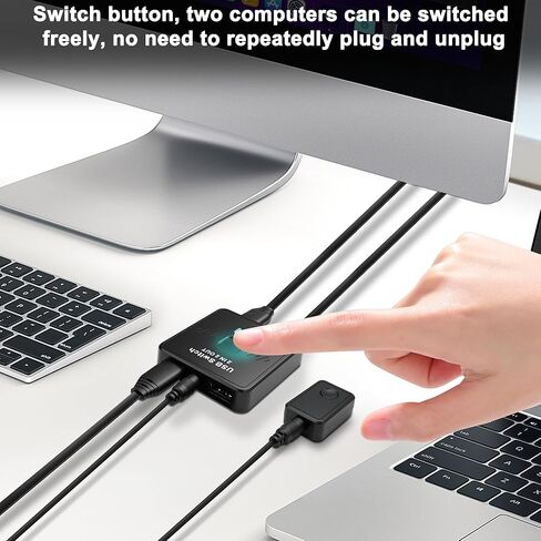 MEIRIYFA USB 2.0 Switch USB Splitter 2 in 2 Out USB-A Switch Selector 2 Computers Share 2 أجهزة USB للطابعة ولوحة المفاتيح والماسح الضوئي والماوس مع كابلين USB ووحدة تحكم سطح المكتب in Kuwait