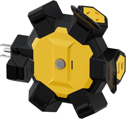 محول طاقة خارجي سداسي بأربعة منافذ، صنبور منفذ مركز طاقة 6 في 1، مع منفذ شحن USB-A وUSB-C، وقاطع دائرة 15 أمبير قابل لإعادة الضبط ومؤشر، لورشة العمل وموقع العمل والمرآب in Kuwait