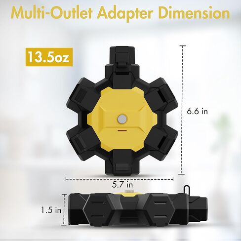 محول طاقة خارجي سداسي بأربعة منافذ، صنبور منفذ مركز طاقة 6 في 1، مع منفذ شحن USB-A وUSB-C، وقاطع دائرة 15 أمبير قابل لإعادة الضبط ومؤشر، لورشة العمل وموقع العمل والمرآب in Kuwait