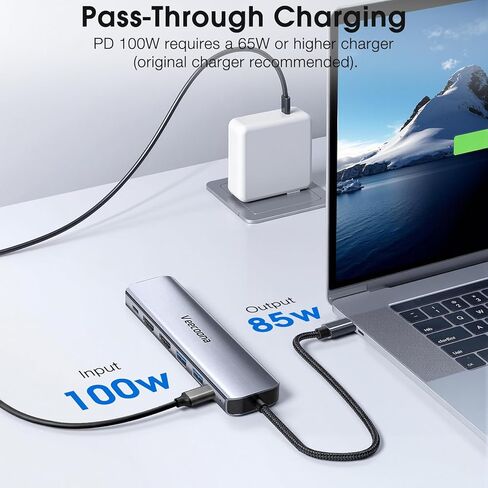 محول USB C إلى HDMI مزدوج، محطة إرساء 7 في 1، شاشة مزدوجة، 3 منافذ بيانات USB-A، 100 وات PD، موزع HDMI للكمبيوتر المحمول بشاشة ممتدة USB C لأجهزة MacBook وHP وDell والمزيد in Kuwait