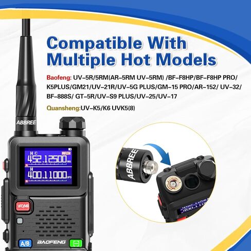 ABBREE Dual Band SMA-Female VHF/UHF 144/430MHz18.89-inch/48CM High Gain Ham Radio Antenna for Baofeng UV-5R BF-F8HP Pro 5RM K5PLUS AR-152 GM21 BF-888S Radio Accessories,2Pack in Kuwait