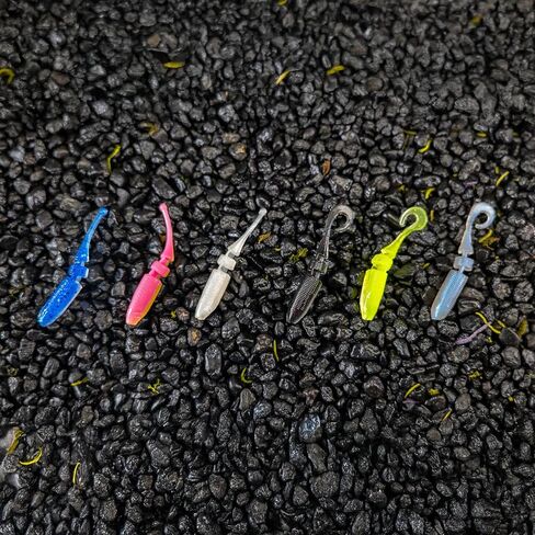Lake Fork Lure Co. Magic Minnow Swimbait Plastic Fishing Lures, 2.25 Inch, 90 Count, Assorted Colors, Pin Tail & Sickle Tail, for Bass, Crappie and Bream in Kuwait