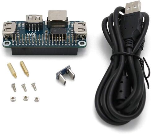 Ethernet/USB HUB HAT for Raspberry Pi, 1x RJ45 Ethernet Port Based on RTL8152B Chip, 3X USB Ports Perfectly Fit The Zero/Zero W/Zero WH in Kuwait
