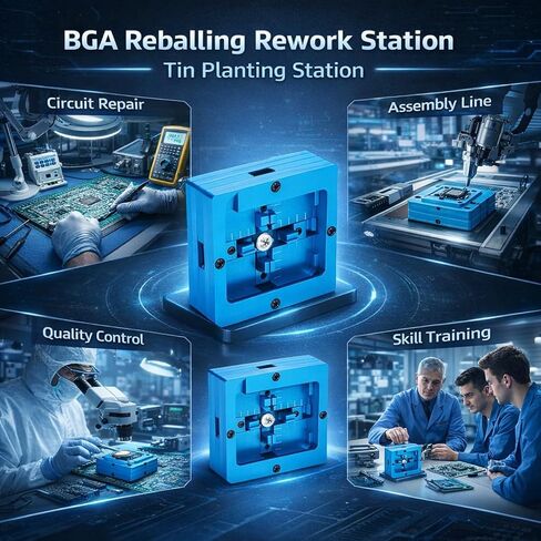 BGA Reballing Rework Station Double Frame Template Stencil 80 x 80mm - Durable Aluminum Alloy Frame, Accurate Positioning, Ideal for DIY Electronics Repair in Kuwait