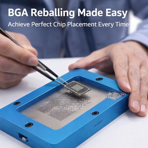 BGA Reballing Rework Station Double Frame Template Stencil 80 x 80mm - Durable Aluminum Alloy Frame, Accurate Positioning, Ideal for DIY Electronics Repair in Kuwait
