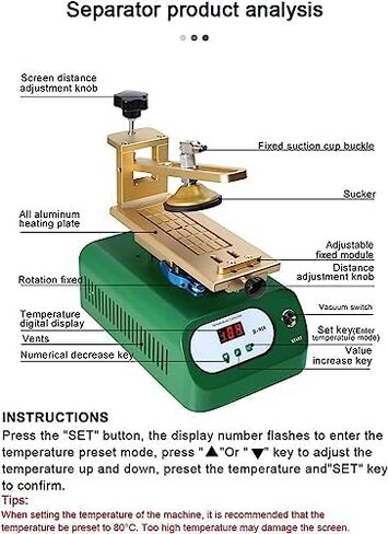 7 Inch LCD Screen Separator Machine Rotating Digital Design, Detachable with Uniform Heating for Efficient Screen Removal in Saudi Arabia