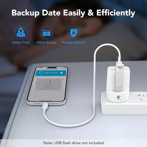 iDiskk 20W GaN USB-C Charger, Auto Backup While Charging for iPhone 16/15/14/13/12 iPad Android, Works with USB Flash Drive, No Subscription Photo Video Backup in Kuwait
