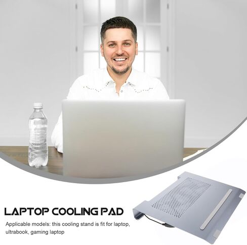 Aluminum Alloy Laptop Cooler Cooling Pad with Fan Stand, Ventilated Notebook Cooler Support for Gaming and Office Use, Compatible to 17.3 Inch Laptops, Gray in Kuwait