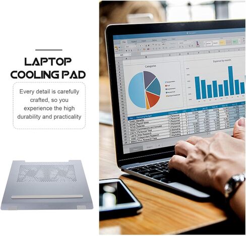 Aluminum Alloy Laptop Cooler Cooling Pad with Fan Stand, Ventilated Notebook Cooler Support for Gaming and Office Use, Compatible to 17.3 Inch Laptops, Gray in Kuwait