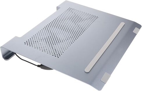 Aluminum Alloy Laptop Cooler Cooling Pad with Fan Stand, Ventilated Notebook Cooler Support for Gaming and Office Use, Compatible to 17.3 Inch Laptops, Gray in Kuwait