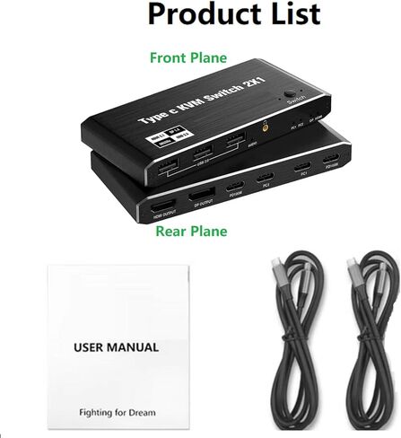 DAGIJIRD KVM Switch, 8K 2 in 1 Out 1 USB C KVM Switch 100W PD Charge Type C KVM Switch for 2 Laptop 1 Monitor in Kuwait