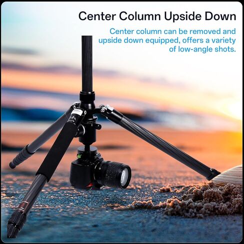 Fotopro 96" Camera Tripod for Travel, Carbon Fiber Stand with Detachable Monopod, Lightweight Portable Mount with 360 Ball Head, QR Plate for Camera DSLR, Macro Photography, 26.5 lbs Load, X-75C in Kuwait