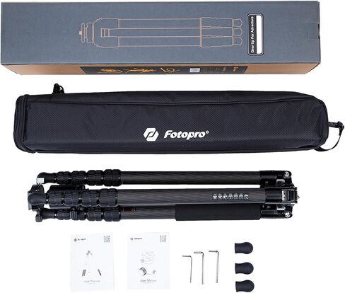 Fotopro 96" Camera Tripod for Travel, Carbon Fiber Stand with Detachable Monopod, Lightweight Portable Mount with 360 Ball Head, QR Plate for Camera DSLR, Macro Photography, 26.5 lbs Load, X-75C in Kuwait