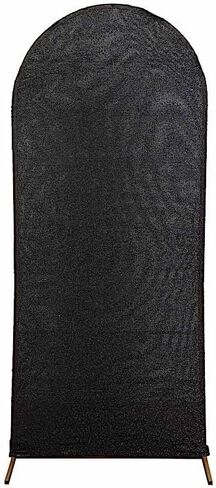 5 feet Black Fitted Metallic Spandex Round Top Wedding Arch Backdrop Stand Cover Wedding Party Events Reception Decorations in Kuwait