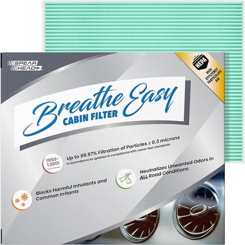 Spearhead HEPA Breathe Easy Cabin Filter, Up to 99.97% Filtration of 0.3 Micron Particles w/No Airflow Reduction (BE-182H) in Saudi Arabia