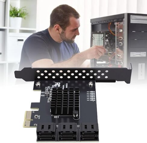 بطاقة توسيع وحدة التحكم GOWENIC PCI E 1X إلى Serial ATA 3.0 بسرعة 6 جيجابت في الثانية و6 منافذ مع دعامة منخفضة المستوى in Kuwait