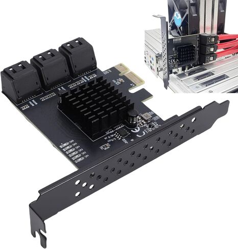 بطاقة توسيع وحدة التحكم GOWENIC PCI E 1X إلى Serial ATA 3.0 بسرعة 6 جيجابت في الثانية و6 منافذ مع دعامة منخفضة المستوى in Kuwait