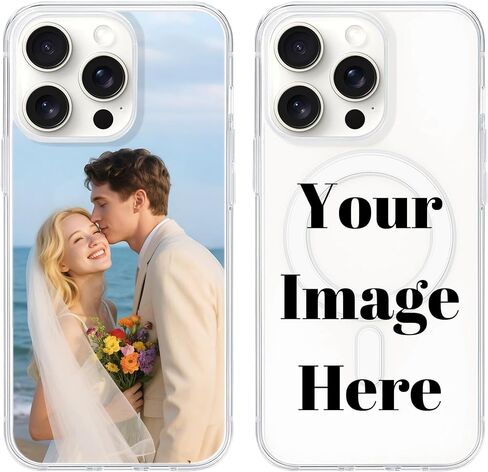 حافظة هاتف مخصصة مع صورة لهاتف iPhone 17 16 15 14 13 12 Pro/Max/Plus، غطاء هاتف أكريليك شفاف مخصص مع MagSafe، هدايا حماية ضد الصدمات لأصدقاء العائلة - صنع في الولايات المتحدة الأمريكية in Kuwait