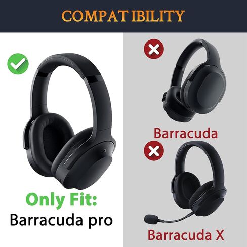 SOULWIT Cooling-Gel Earpads for Razer Barracuda Pro (Do Not Fit Barracuda/Barracuda X) Headphones, Ear Pads Cushions with Noise Isolation Foam, Ice Silk Fabric - Black in Kuwait