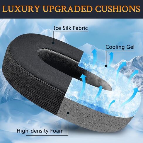 SOULWIT Cooling-Gel Earpads for Razer Barracuda Pro (Do Not Fit Barracuda/Barracuda X) Headphones, Ear Pads Cushions with Noise Isolation Foam, Ice Silk Fabric - Black in Kuwait