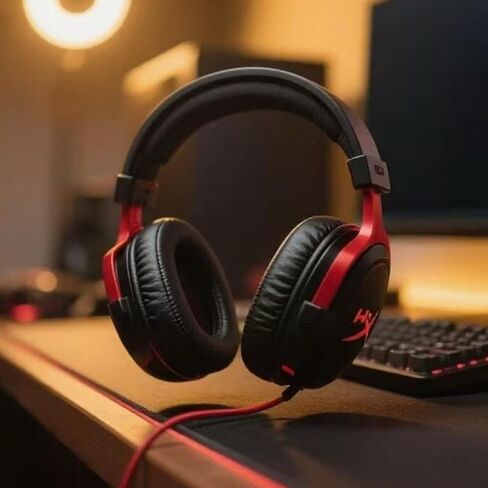 وسائد أذن بديلة متوافقة مع سماعات Hyper-X Cloud 1/2/3/Pro/Core/Alpha/Alpha S/Flight/Stinger/Mix/CloudX - وسائد أذن من جلد البروتين الناعم + 4 قطع أغطية إسفنجية إضافية للميكروفون (أسود) in Kuwait