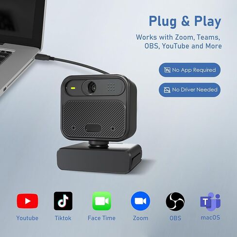 كاميرا ويب 4K للكمبيوتر الشخصي، مع 2 ميكروفون، كاميرات كمبيوتر FOV بزاوية 85 درجة مع وظيفة مرآة وقلب، جهاز تحكم عن بعد، تركيز دقيق، غطاء للخصوصية، حامل ثلاثي القوائم، كاميرا ويب للكمبيوتر الشخصي، رائعة للكمبيوتر/التكبير/السكايب/الفرق/النوافذ in Kuwait