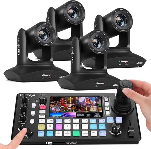 Chameye C420T 4K PTZ Camera NDI AI Auto-Tracking, 4K HDMI Video Switcher Integrated Pro PTZ Controller for High end Summit, Large Conference, Weddings LiveStreaming, C420TX4+M500 in Kuwait